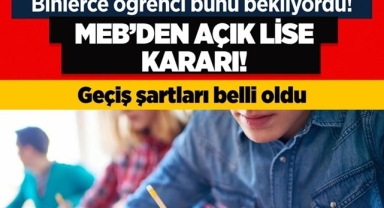MEB'den Flaş Açık Öğretim Lisesi Kararı!