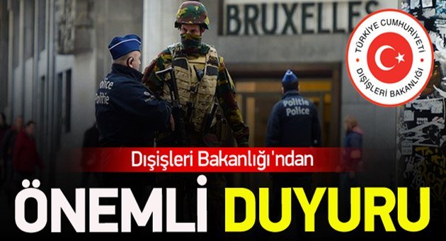 Bakanlıktan Belçika Uyarısı!