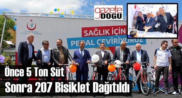 Erzurum'da 5 Ton Süt ve 207 Bisiklet Dağıtıldı