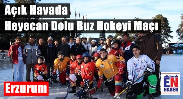 Erzurum'da Süs Havuzunda Buz Hokeyi