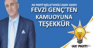 Fevzi Genç’ten Teşekkür Mesajı