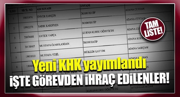 Yeni KHK yayımlandı